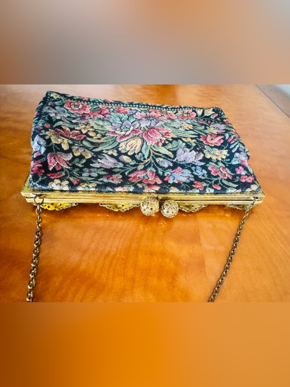 Antique French Art Nouveau Floral Embroidery Tapestry Evening Clutch - Picture 3 of 7